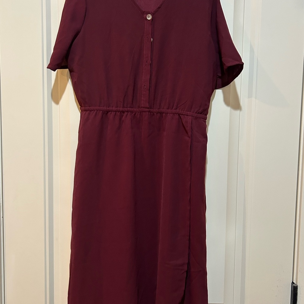 Burgundy Short Sleeve Dress